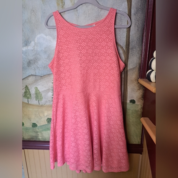 No Boundaries Womens Dress Peach Sundress Lace Pattern Lined Keyhole Back XL - Picture 1 of 9